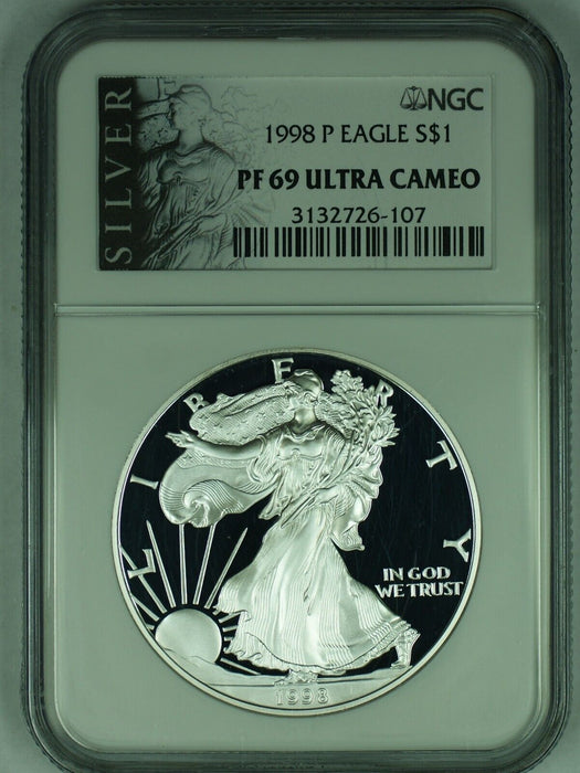 1998-P American Proof Silver Eagle $1 NGC PF 69 Ultra Cameo (49)
