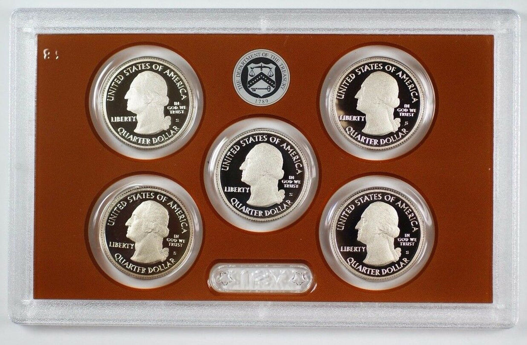 2013 United States America the Beautiful Quarters Proof Set 5 GEM Coins W/ COA