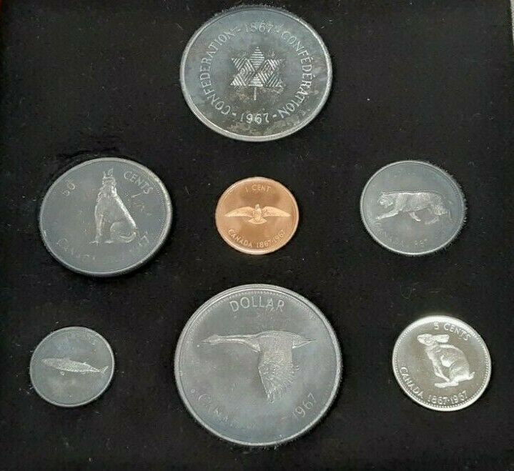 1967 Canada Silver Proof Set-6 Coins W/Centennial Medal - Toned in Case & COA