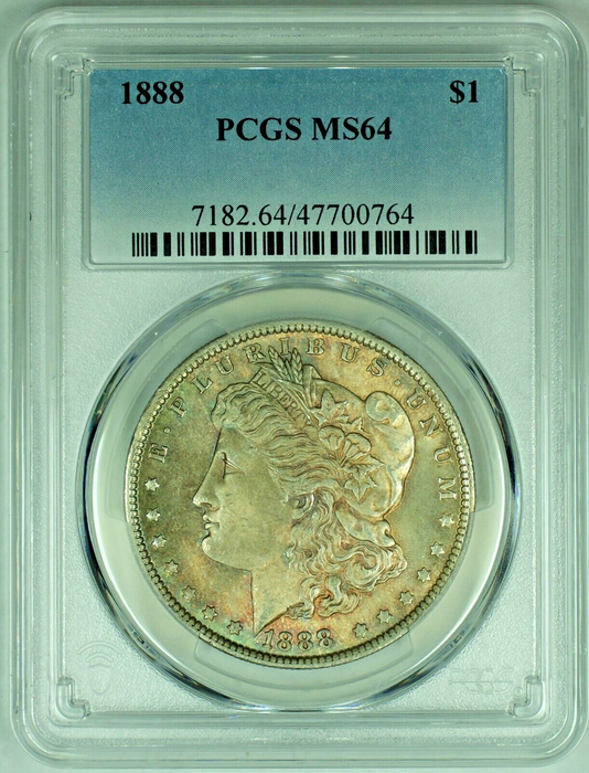 1888 Morgan Silver $1 Dollar Toned Coin PCGS MS 64 (8)