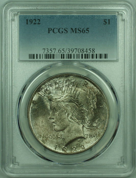 1922 Peace Silver Dollar $1 Coin PCGS MS-65 Toned (29) C