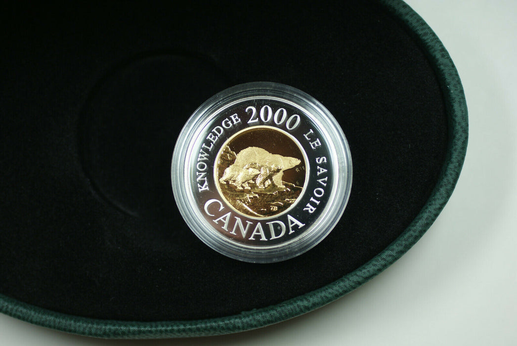 2000 Canada Polar Bear $2 Gold & Silver Proof Coin w/ Box COA