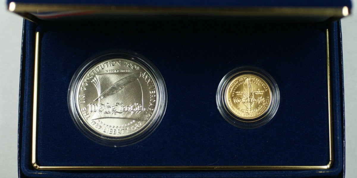 1987 U.S. Mint Constitution $1 Silver & $5 Gold UNC Coin Set- w/Box & —  Juliancoin