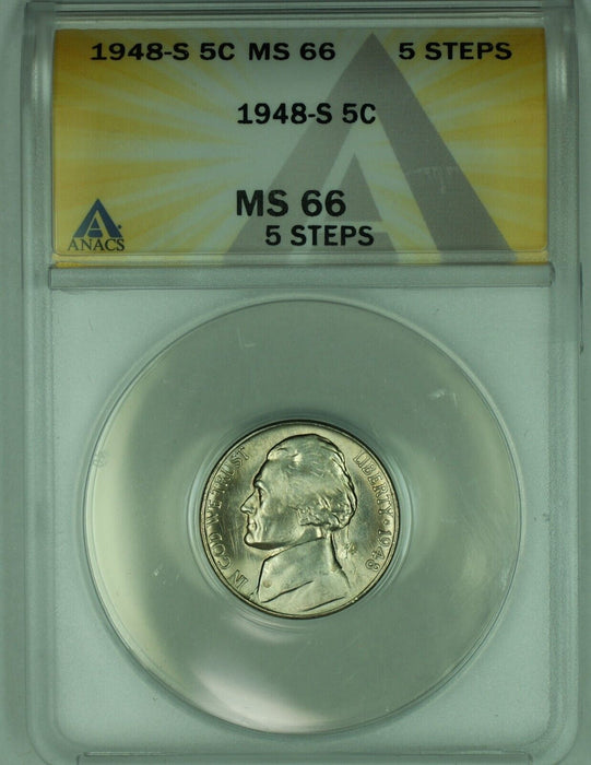 1948-S Jefferson Nickel 5C ANACS MS 66-5 Steps (51)