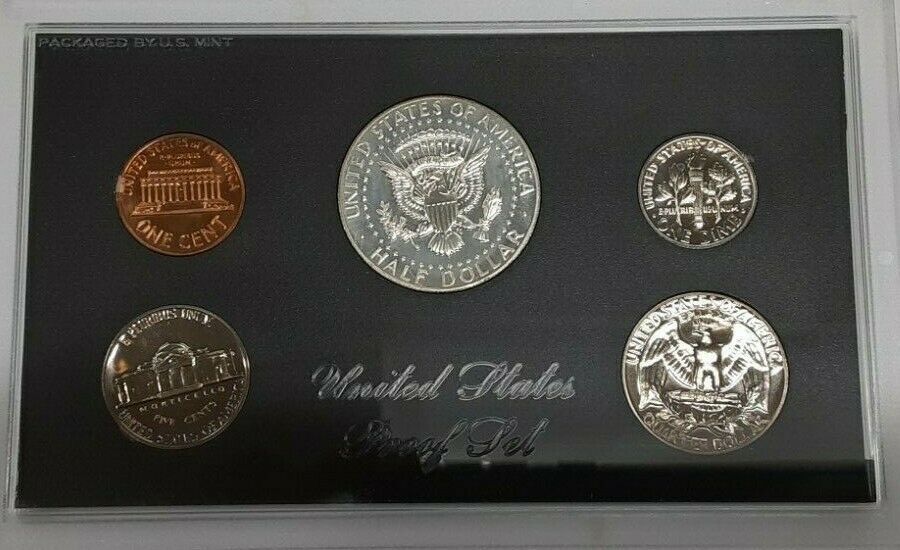 1969 US Mint 5 Coin Proof Set with 40% Silver Kennedy Half as Issued