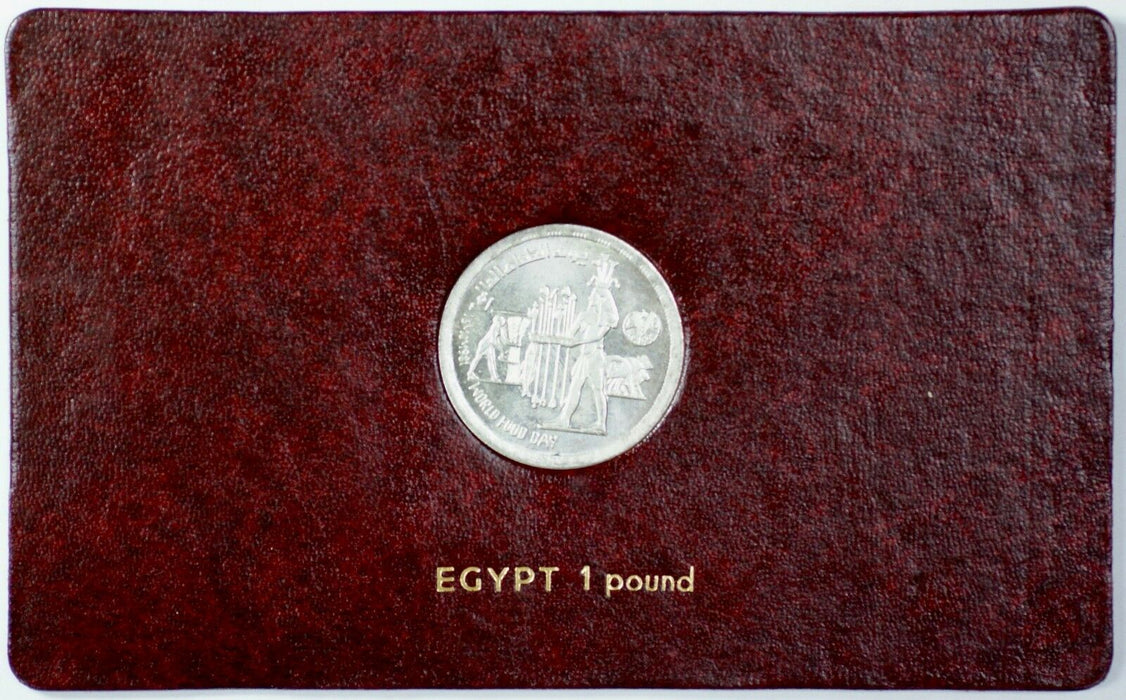 1981 FAO World Food Day October 16 Album Insert, Egypt 1 Pound Coin, Silver