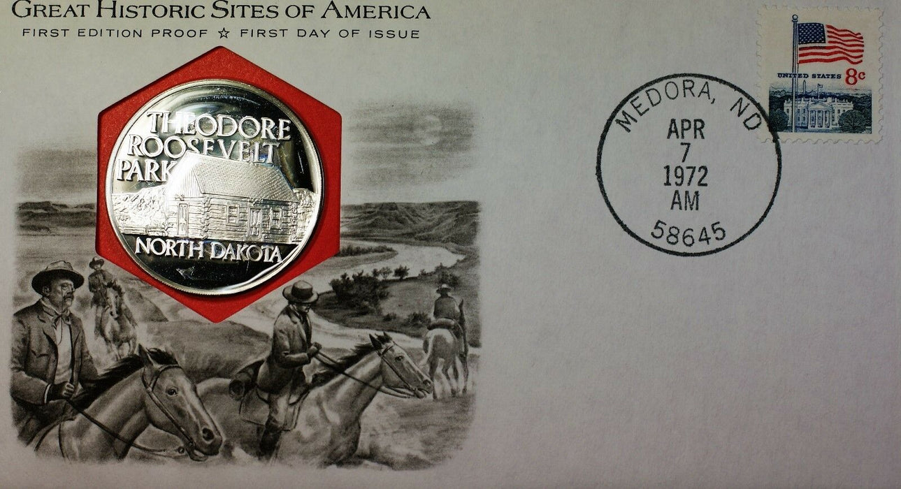 1972 Theodore Roosevelt Park ND Great Historic Sites Silver Medal First Cover