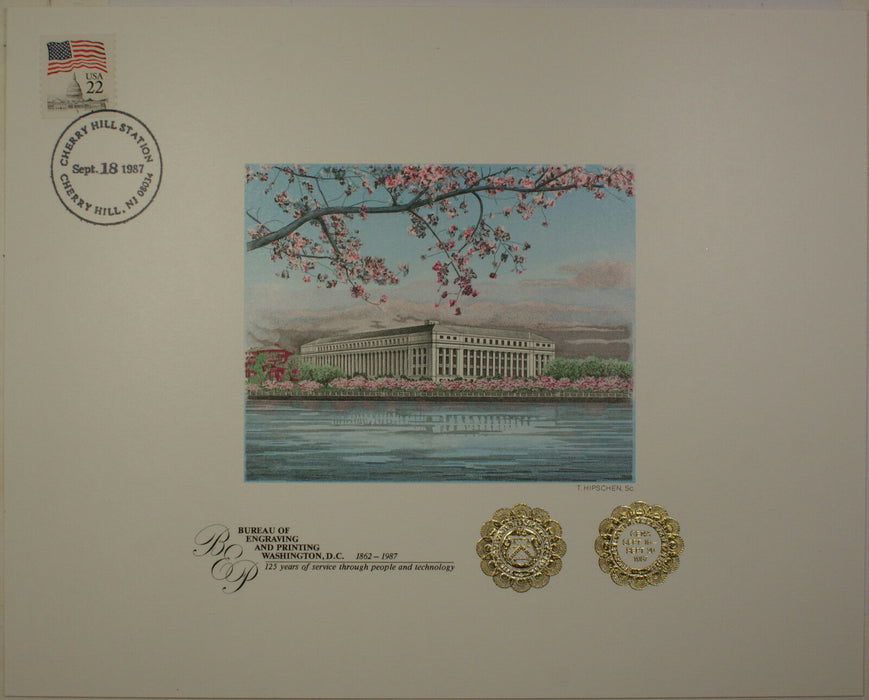 BEP Souvenir Card B 101F GENA 1987 Embossed Cherry Blossoms Show Cancelled