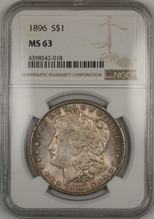 1896 Morgan Silver Dollar $1 Coin NGC MS-63 Toned (13b)