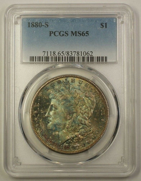 1880-S US Morgan Silver Dollar Coin $1 PCGS MS-65 GEM Example Beautifully Toned
