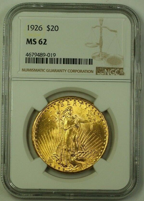 1926 US St. Gaudens Double Eagle $20 Gold Coin NGC MS-62 (Better)