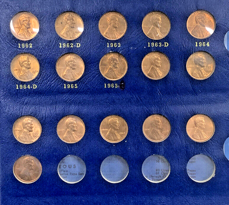 1909-1970 Lincoln Wheat Cent Almost Complete Set-Whitman Deluxe Album (A)