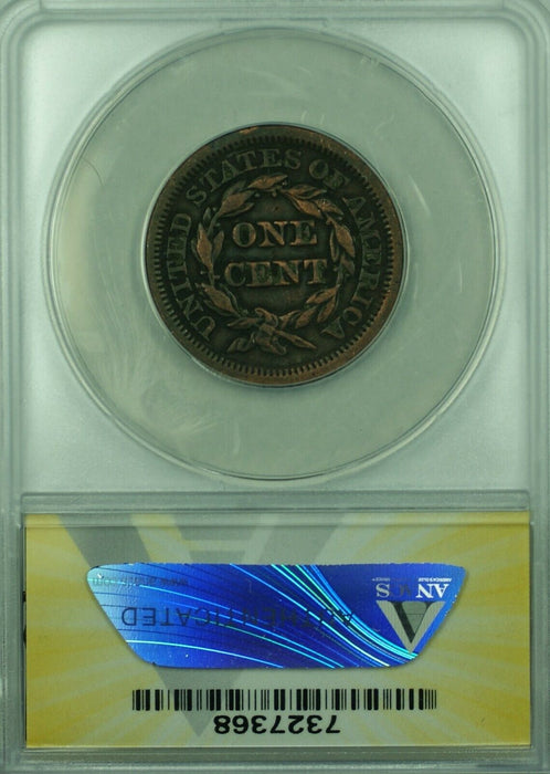 1850 Braided Hair Large Cent  ANACS VF-20 Details Corroded  (43A)