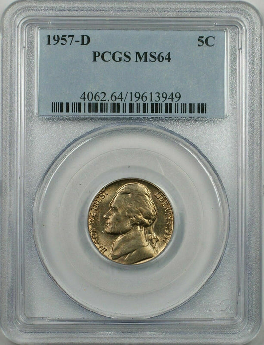 1957-D Nickel 5c Coin PCGS MS-64 1A