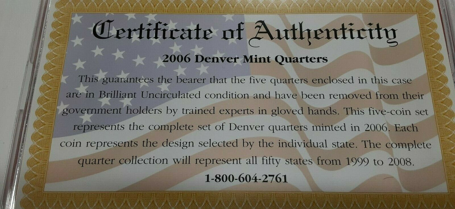 2006-D State Quarters 5 Coin Set 50 States Program-BU in Plastic Case