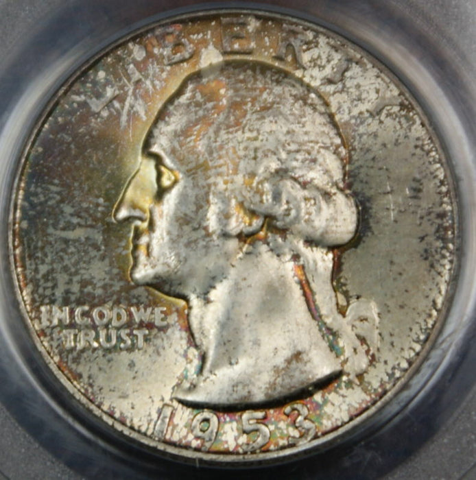 1953-S Silver Washington Quarter 25c Coin PCGS MS-65 Toned Gem BU UNC
