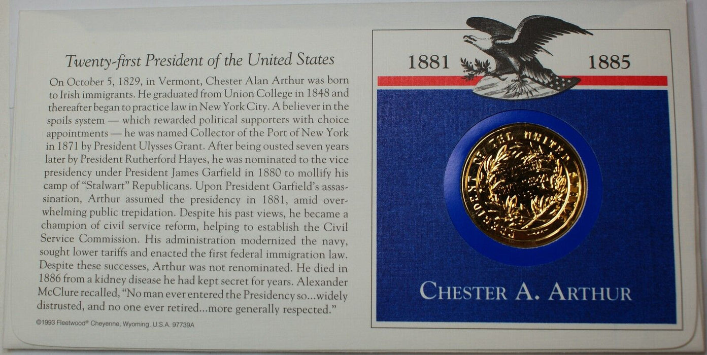 Chester A. Arthur Presidential Medal, From the Hail to The Chiefs Collection