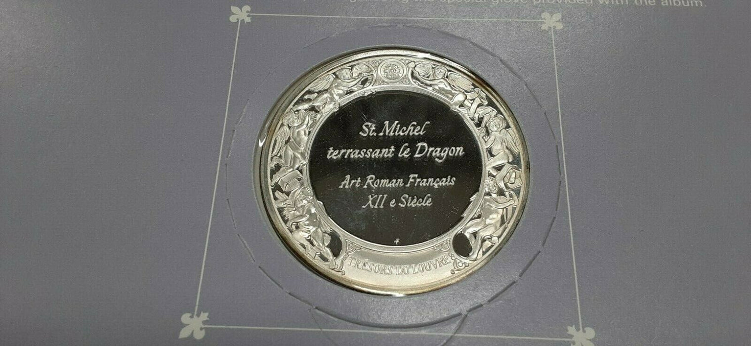 Franklin Mint Treasures of The Louvre .925 Silver Medal- Michel Slaying Dragon