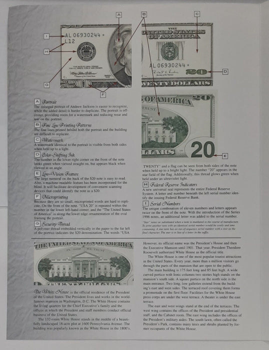 1996 Uncut Pair $20 FRN *STAR* SF District  L-*  Block in Info Folder