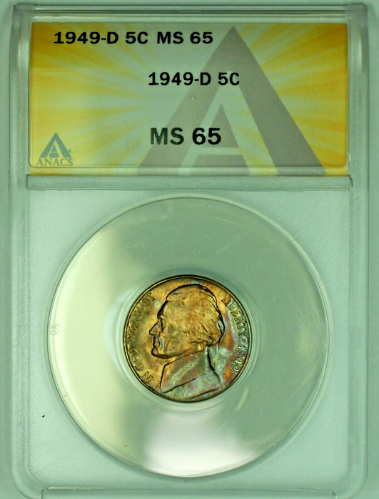 1949-D Jefferson Nickel 5C Toned ANACS MS 65 (51)