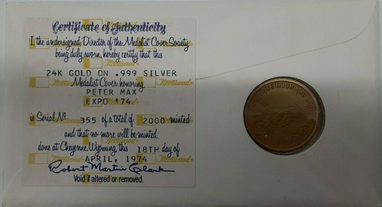 Fleetwood Commem Issue Gold Plated Silver Medal Environment W/Stamp on FDC