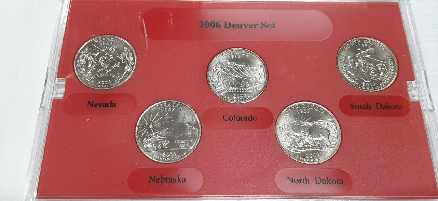 2006-D State Quarters 5 Coin Set 50 States Program-BU in Plastic Case