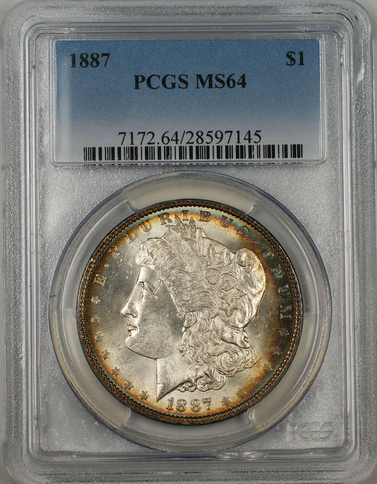 1887 Morgan Silver Dollar $1 Coin PCGS MS-64 Nicely Toned (Tb)