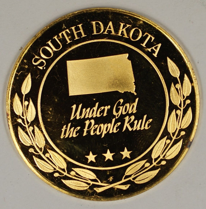 Gold Plated Sterling Silver Proof Medal South Dakota Under God The People Rule
