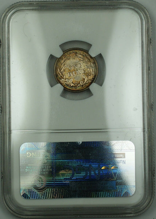 1901 Barber Silver Dime NGC UNC Details Improperly Clnd (Choice Coin) Toned RF