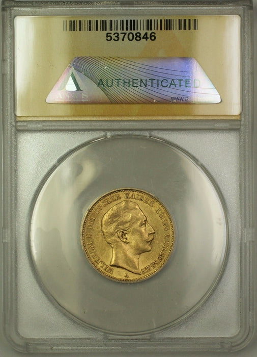 1898-A Germany-Prussia 20 Marks Gold Coin ANACS AU-55
