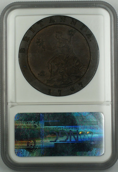 1797 Soho Great Britain 2p Half Groat Copper Coin NGC AU-53 BN Brown AKR