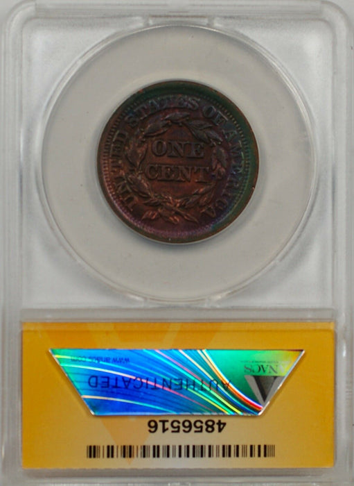 1852 Large Cent 1c Coin ANACS EF 45 Details Recolored