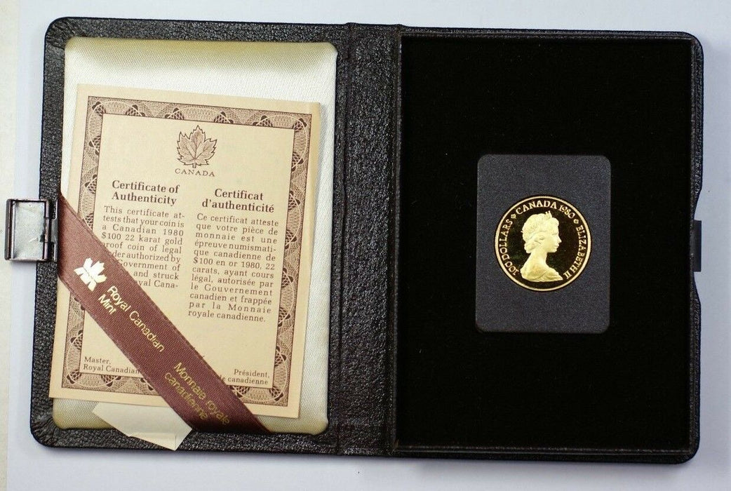 1980 Canada $100 1/2 Oz Gold Proof Coin with Presentation Case & COA NO BOX