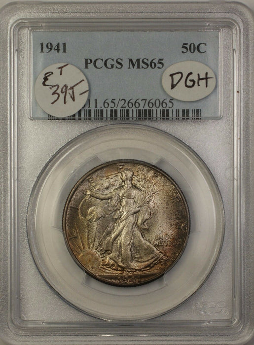 1941 Walking Liberty Silver Half Dollar 50c Coin PCGS MS-65 Toned Gem DGH