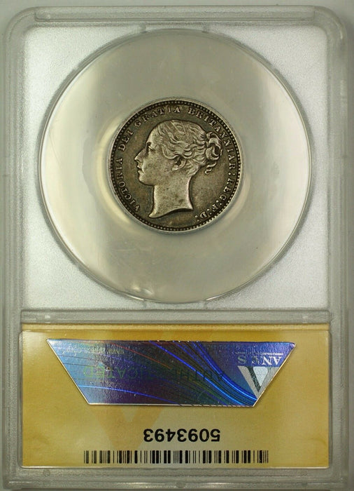 1873 Die 40 Britain Shilling Silver Coin ANACS AU-50 Details Clnd. Scrd. Residue
