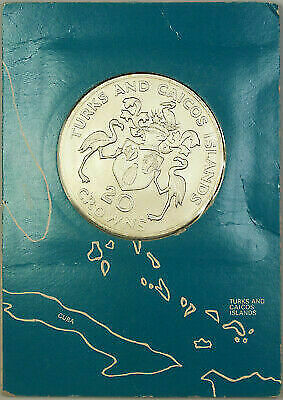 1974 Turks and Caicos Islands Churchill Centenary Silver 20 Crown Specimen UNC