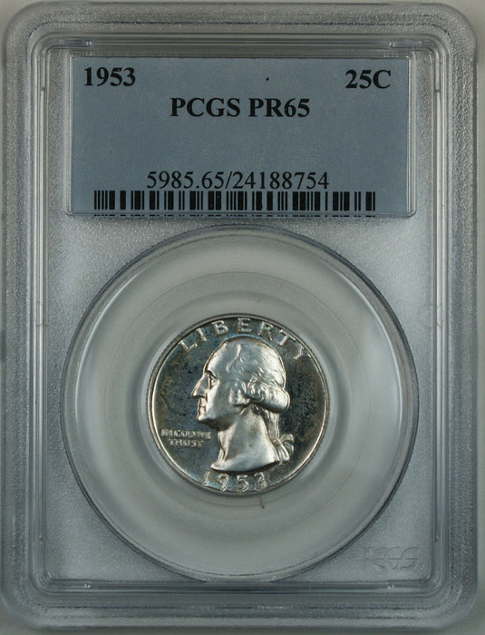 1953 Washington Silver Quarter, PCGS PR-65 (Cameo) *Please Read Description*