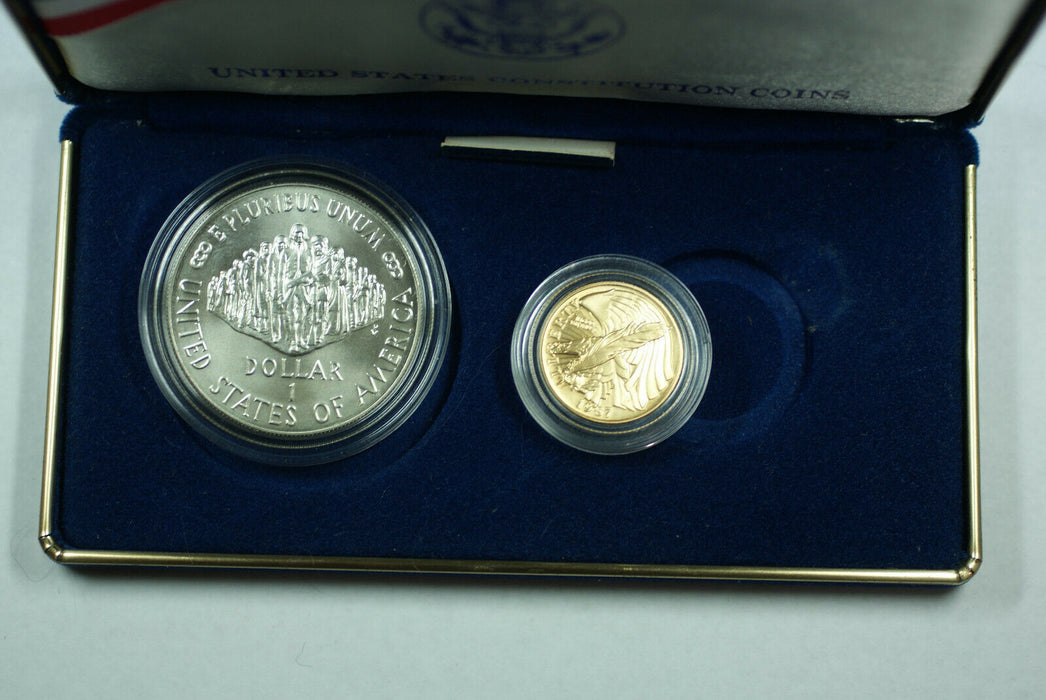 1987 Constitution Commemorative $1 Silver $5 Gold UNC Coin Set No Box or COA