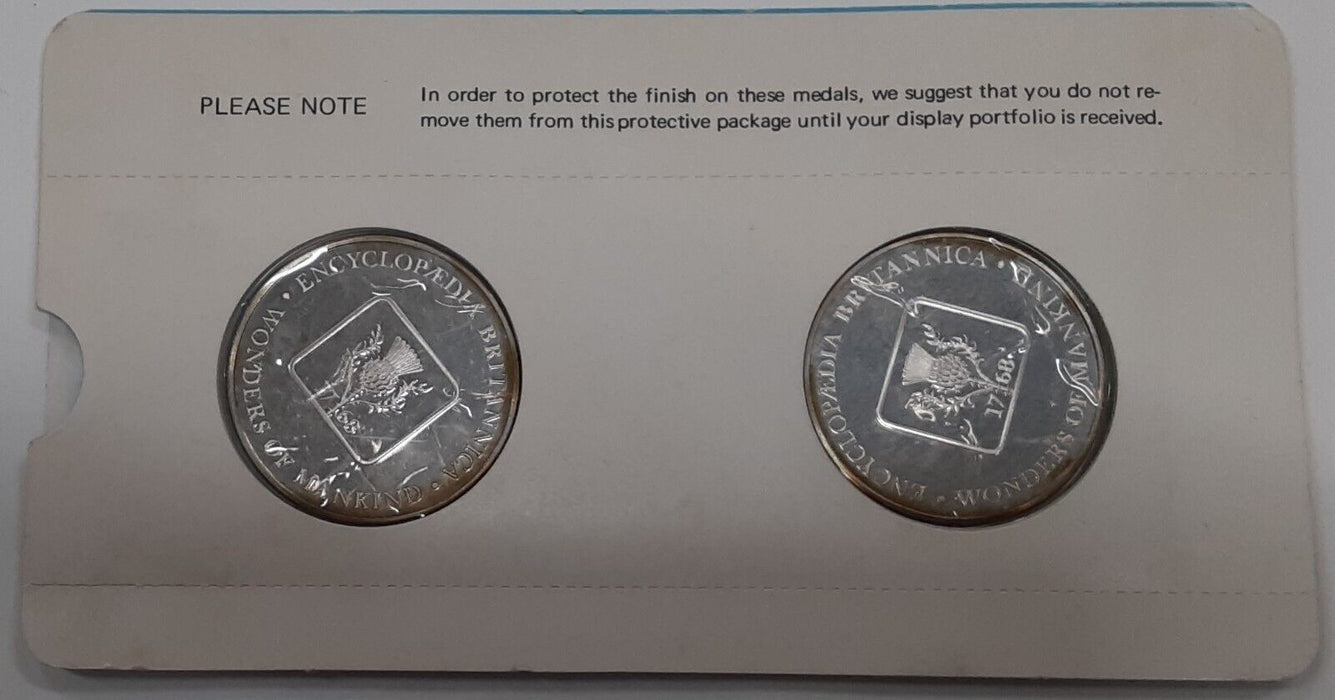 1972 Wonders/Mankind Silver 2 Medal Set Franklin Mint   Canada/England