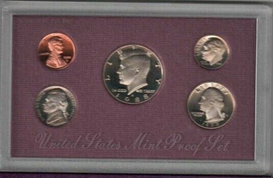 1988-S US Mint Clad Proof Set 5 Gem Coins w/Original Mint Holder-NO Box or COA
