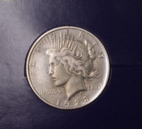 1923 Peace Silver Dollar Coin In Stamped Holder with Info Vermont Statehood