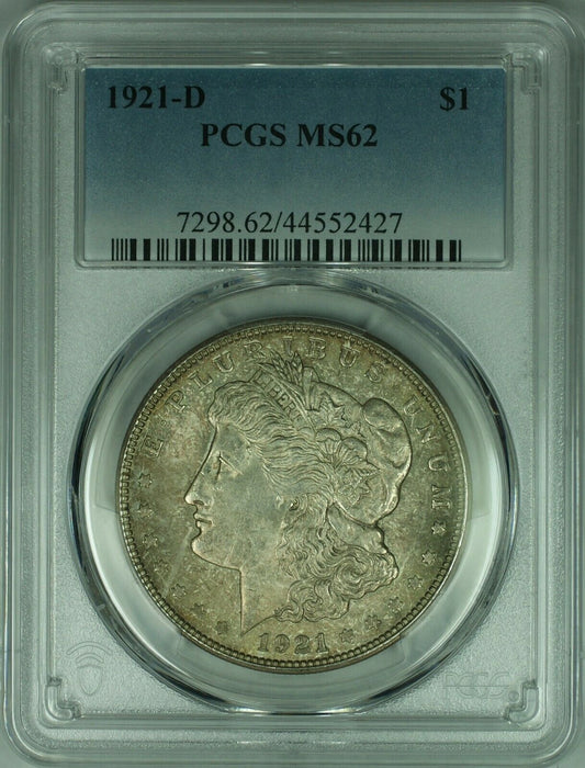 1921-D Morgan Silver Dollar Coin $1 PCGS MS-62 w/Toning  (28D)