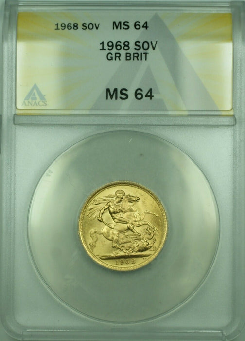 1968 Great Britain Sovereign Gold Coin ANACS MS-64