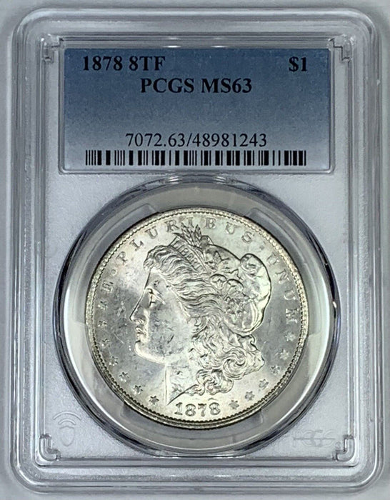 1878 8TF Morgan Silver $1 Dollar Coin PCGS MS 63 (7)