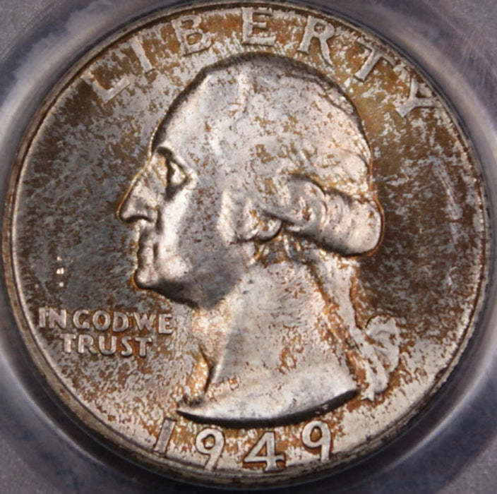 1949-D Silver Washington Quarter Coin, PCGS MS-66 Toned