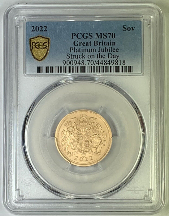 2022 Great Britain Gold Sovereign Coin PCGS MS 70, Platinum Jubilee-SOTD (AN)
