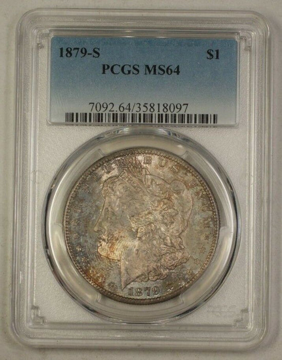 1879-S US Morgan Silver Dollar $1 Coin PCGS MS-64 Toned (Semi PL) 4