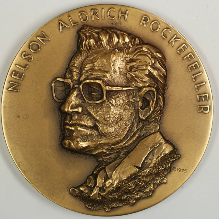 1974 Nelson Aldrich Rockefeller High Relief Large Bronze Inaugural Medal- MACO