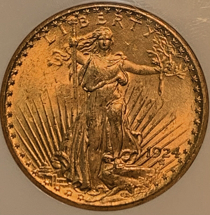 1924 Saint Gaudens $20 Gold Double Eagle NGC MS 63