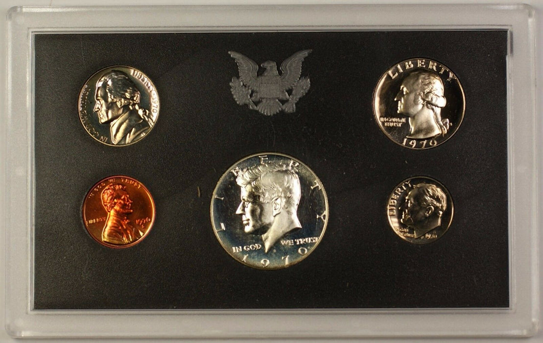 1970 US Mint 5 Coin Proof Set with 40% Silver Kennedy Half as Issued